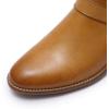 imageMona flying Womens Leather Booties Ankle Boots with Side Zippers Low Heel Short Engineer Boots for LadiesBrown