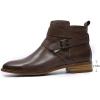 imageMona flying Womens Leather Booties Ankle Boots with Side Zippers Low Heel Short Engineer Boots for LadiesCoffee