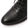 imageMona flying Womens Leather Laceup Wingtip Oxfords Brogue Boots Ankle High Vintage Tie up Booties Ladies Low Heel Short BootsBlack