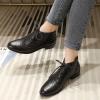 imageMona flying Womens Leather Laceup Wingtip Oxfords Brogue Boots Ankle High Vintage Tie up Booties Ladies Low Heel Short BootsBlack