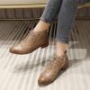 imageMona flying Womens Leather Laceup Wingtip Oxfords Brogue Boots Ankle High Vintage Tie up Booties Ladies Low Heel Short BootsCoffee