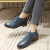 imageMona flying Womens Leather Laceup Wingtip Oxfords Brogue Boots Ankle High Vintage Tie up Booties Ladies Low Heel Short BootsDark Blue