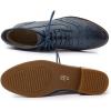 imageMona flying Womens Leather Laceup Wingtip Oxfords Brogue Boots Ankle High Vintage Tie up Booties Ladies Low Heel Short BootsDark Blue