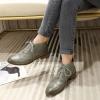 imageMona flying Womens Leather Laceup Wingtip Oxfords Brogue Boots Ankle High Vintage Tie up Booties Ladies Low Heel Short BootsGrey18