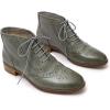 imageMona flying Womens Leather Laceup Wingtip Oxfords Brogue Boots Ankle High Vintage Tie up Booties Ladies Low Heel Short BootsGrey18
