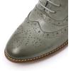 imageMona flying Womens Leather Laceup Wingtip Oxfords Brogue Boots Ankle High Vintage Tie up Booties Ladies Low Heel Short BootsGrey18