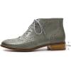 imageMona flying Womens Leather Laceup Wingtip Oxfords Brogue Boots Ankle High Vintage Tie up Booties Ladies Low Heel Short BootsGrey18