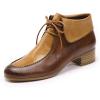 imageMona flying Laceup Leather Ankle Boots for Women Low Heel Fashion Tie up Dress BootiesCoffeebrown