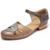 imageMona flying Women Leather Tatianna Dress Sandals Closed Toe Low Heels Strappy Flats Summer Casual ShoesCoffeegreydark Grey