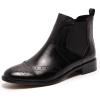 imageMona flying Womens Classic Leather Chelsea Boot Ankle High Fashion Low Heel Pull on Wingtip Brogue BootiesBlack