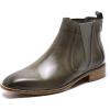 imageMona flying Womens Classic Leather Chelsea Boot Low Heel Pull on Ankle Booties Square ToeGrey