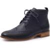 imageMona flying Womens Comfort Leather Laceup Oxfords Brogue Boots Ankle High Fashion Tie up Booties Low Heel Combat BootsDark Blue