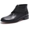 imageMona flying Womens Comfortable Leather Ankle Booties Stylish Low Heel Dress Short BootsBlack