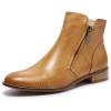 imageMona flying Womens Leather Booties Ankle Boots Side Zippers Low Heel Dress Short Boots for LadiesBrown