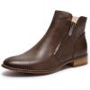 imageMona flying Womens Leather Booties Ankle Boots Side Zippers Low Heel Dress Short Boots for LadiesCoffee