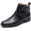 imageMona flying Womens Leather Booties Ankle Boots with Side Zippers Low Heel Short Engineer Boots for LadiesBlack