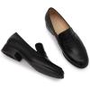 imageMona flying Womens Comfort Leather Round Toe Penny Loafers Dress Casual Slip On Flats Ladies Office Work ShoesBlack