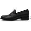 imageMona flying Womens Comfort Leather Round Toe Penny Loafers Dress Casual Slip On Flats Ladies Office Work ShoesBlack