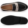 imageMona flying Womens Comfort Leather Round Toe Penny Loafers Dress Casual Slip On Flats Ladies Office Work ShoesBlackoffwhite
