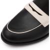 imageMona flying Womens Comfort Leather Round Toe Penny Loafers Dress Casual Slip On Flats Ladies Office Work ShoesBlackoffwhite