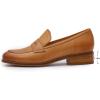 imageMona flying Womens Comfort Leather Round Toe Penny Loafers Dress Casual Slip On Flats Ladies Office Work ShoesBrown