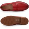 imageMona flying Womens Comfort Leather Round Toe Penny Loafers Dress Casual Slip On Flats Ladies Office Work ShoesRed