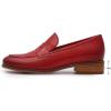 imageMona flying Womens Comfort Leather Round Toe Penny Loafers Dress Casual Slip On Flats Ladies Office Work ShoesRed