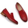 imageMona flying Womens Comfort Leather Round Toe Penny Loafers Dress Casual Slip On Flats Ladies Office Work ShoesRed