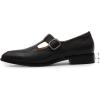 imageMona flying Womens Leather Pointed Toe Mary Jane Loafer Dress Casual Flat T Strap Office Work Shoes for LadiesBlack
