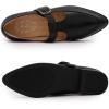 imageMona flying Womens Leather Pointed Toe Mary Jane Loafer Dress Casual Flat T Strap Office Work Shoes for LadiesBlack