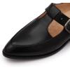 imageMona flying Womens Leather Pointed Toe Mary Jane Loafer Dress Casual Flat T Strap Office Work Shoes for LadiesBlack
