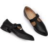 imageMona flying Womens Leather Pointed Toe Mary Jane Loafer Dress Casual Flat T Strap Office Work Shoes for LadiesBlack