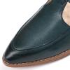 imageMona flying Womens Leather Pointed Toe Mary Jane Loafer Dress Casual Flat T Strap Office Work Shoes for LadiesBlackish Green