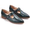 imageMona flying Womens Leather Pointed Toe Mary Jane Loafer Dress Casual Flat T Strap Office Work Shoes for LadiesBlackish Green