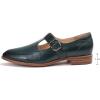 imageMona flying Womens Leather Pointed Toe Mary Jane Loafer Dress Casual Flat T Strap Office Work Shoes for LadiesBlackish Green