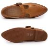 imageMona flying Womens Leather Pointed Toe Mary Jane Loafer Dress Casual Flat T Strap Office Work Shoes for LadiesBrown