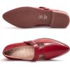 imageMona flying Womens Leather Pointed Toe Mary Jane Loafer Dress Casual Flat T Strap Office Work Shoes for LadiesDark Red