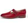 imageMona flying Womens Leather Pointed Toe Mary Jane Loafer Dress Casual Flat T Strap Office Work Shoes for LadiesDark Red