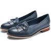 imageMona flying Womens Leather Tassel Loafer Dress Casual Slip on Flat Office Work Shoes for LadiesBlue