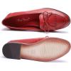 imageMona flying Womens Leather Tassel Loafer Dress Casual Slip on Flat Office Work Shoes for LadiesCranberry