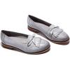 imageMona flying Womens Leather Tassel Loafer Dress Casual Slip on Flat Office Work Shoes for LadiesGrey