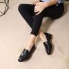 imageMona flying Womens Top Leather Square Toe Penny Loafer Dress Casual Slip on Flat Office Work Shoes for LadiesBlack