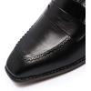 imageMona flying Womens Top Leather Square Toe Penny Loafer Dress Casual Slip on Flat Office Work Shoes for LadiesBlack