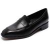 imageMona flying Womens Top Leather Square Toe Penny Loafer Dress Casual Slip on Flat Office Work Shoes for LadiesBlack
