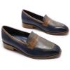 imageMona flying Womens Top Leather Square Toe Penny Loafer Dress Casual Slip on Flat Office Work Shoes for LadiesBluegrey