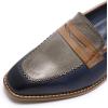 imageMona flying Womens Top Leather Square Toe Penny Loafer Dress Casual Slip on Flat Office Work Shoes for LadiesBluegrey
