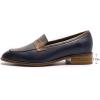 imageMona flying Womens Top Leather Square Toe Penny Loafer Dress Casual Slip on Flat Office Work Shoes for LadiesBluegrey