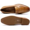imageMona flying Womens Top Leather Square Toe Penny Loafer Dress Casual Slip on Flat Office Work Shoes for LadiesBrown