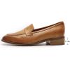 imageMona flying Womens Top Leather Square Toe Penny Loafer Dress Casual Slip on Flat Office Work Shoes for LadiesBrown