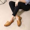 imageMona flying Womens Top Leather Square Toe Penny Loafer Dress Casual Slip on Flat Office Work Shoes for LadiesBrown